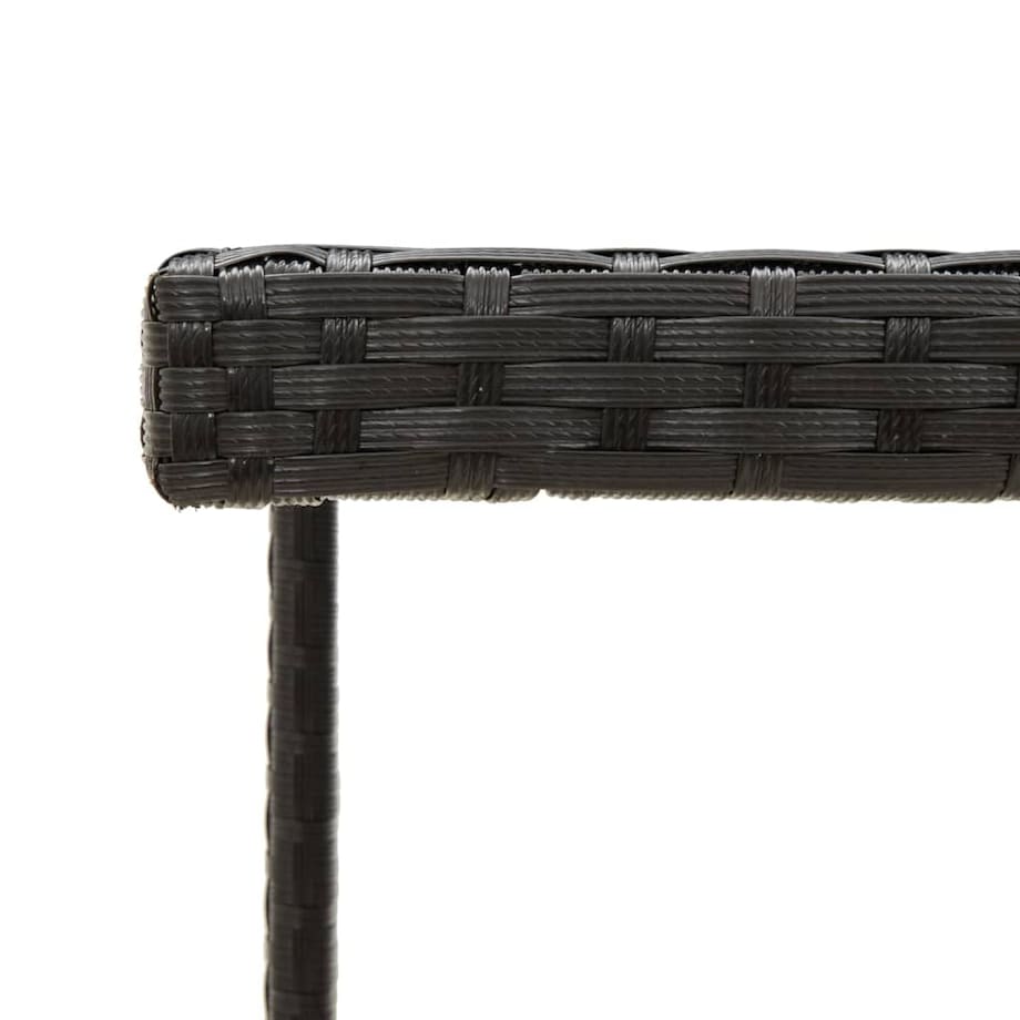 vidaXL Stół ogrodowy, czarny, 109x107x74 cm, polirattan i szkło