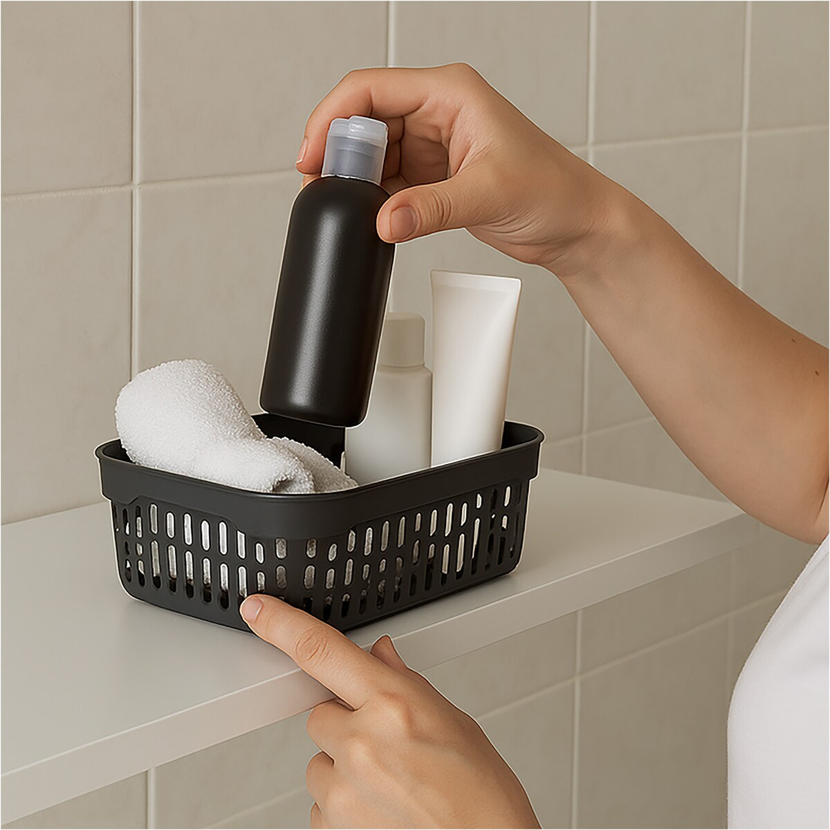 Koszyk Ażurowy Koszyczek XS Plastikowy Na Kosmetyki Do Łazienki Pudełko Pojemnik Do Szuflady Czarny