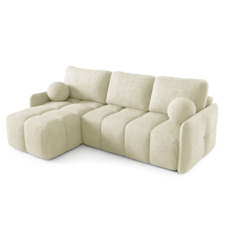 Narożnik MONO z funkcją spania i ozdobnymi poduszkami lewy, beżowy