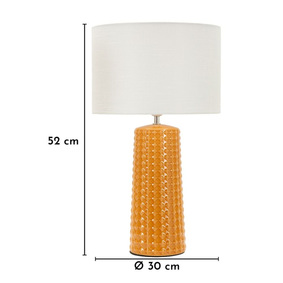Lampa stołowa Gliss, kolor musztardowy i biały, ceramika, żelazo i tkanina, 30 x 30 x 52 cm, 1 x E27, max. 40 W, styl nowoczesny, Mauro Ferretti