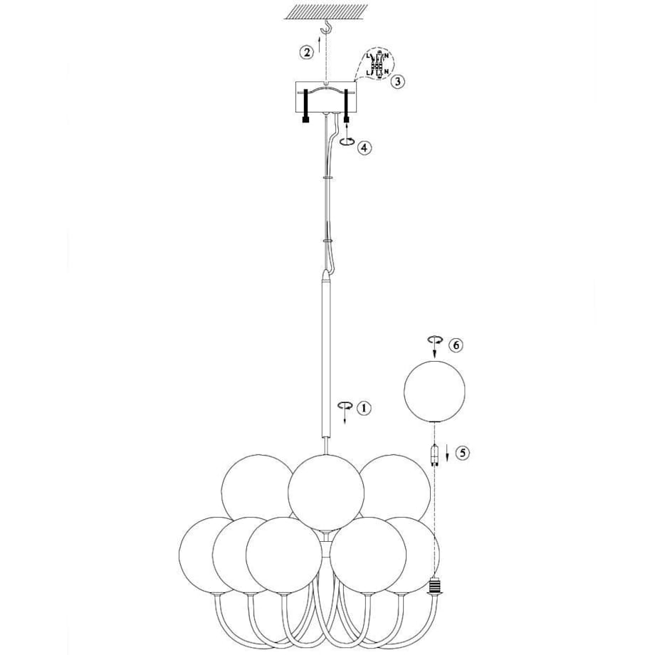 LAMPA wisząca BIANCO 107994 Markslojd szklana OPRAWA molekuły ZWIS kule balls białe złote