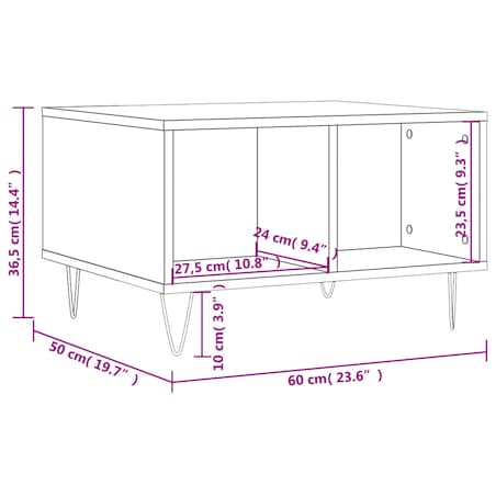 vidaXL Stolik kawowy, biały 60x50x36,5 cm, materiał drewnopochodny