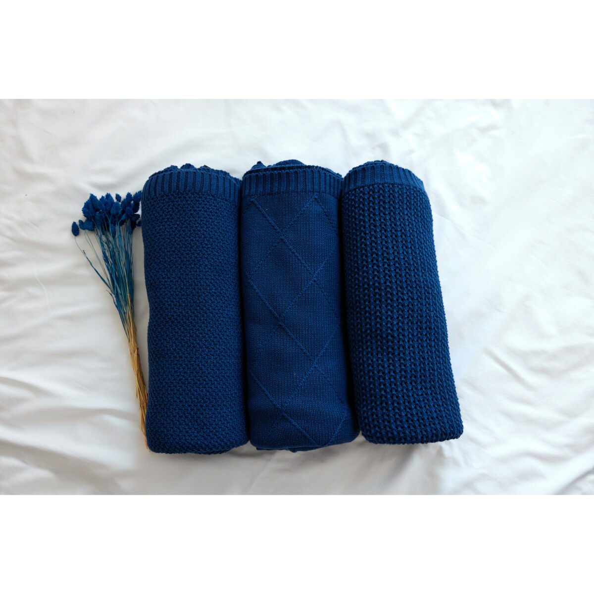 Pled romby granatowy, 130 x 160 cm, La Manta