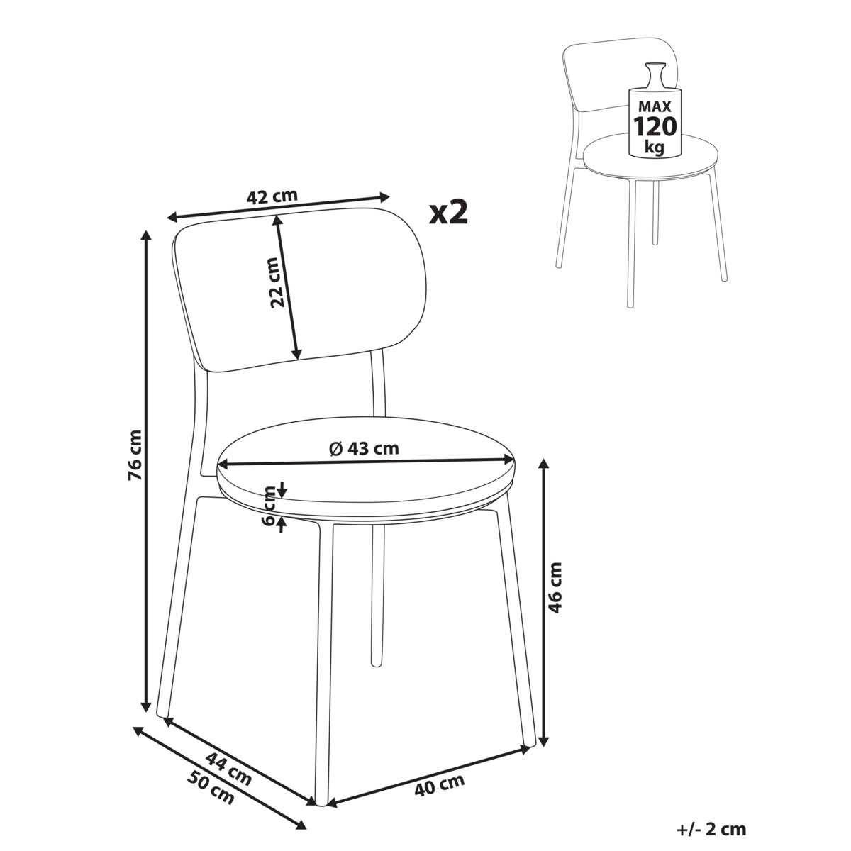 Zestaw 2 krzeseł do jadalni CASEY Miętowy