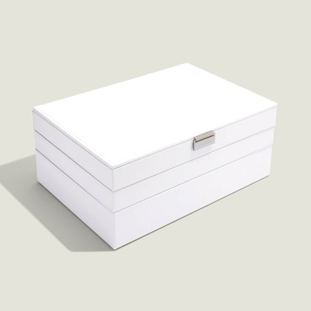 Szkatułka na biżuterię Stackers potrójna supersize biało-beżowa