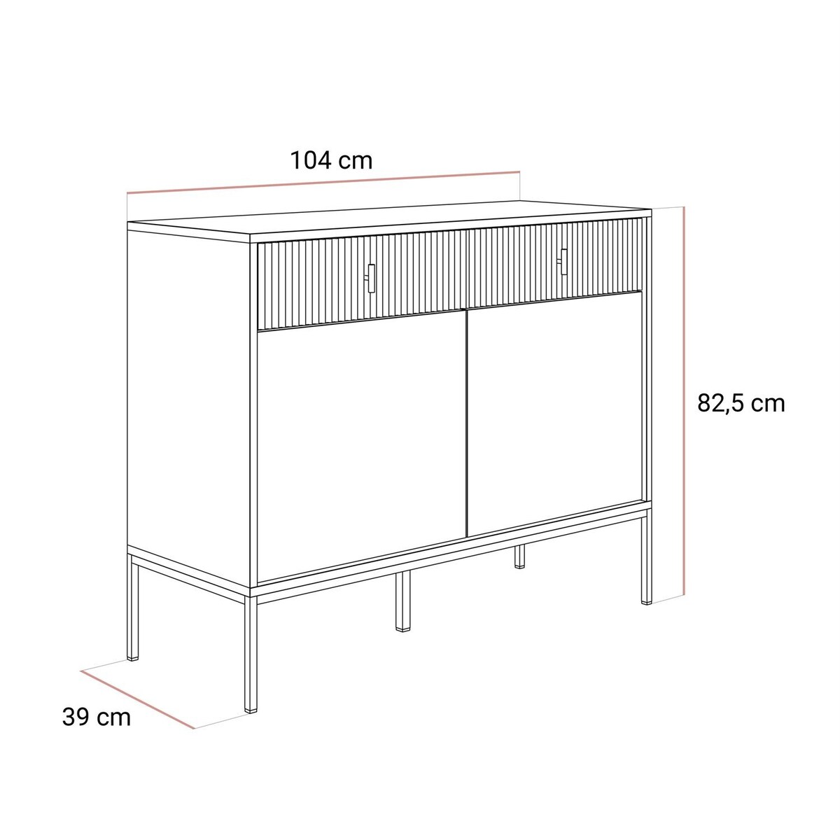 Komoda MIDNIGHT 2D2S z dwiema szufladami na stelażu, zielona