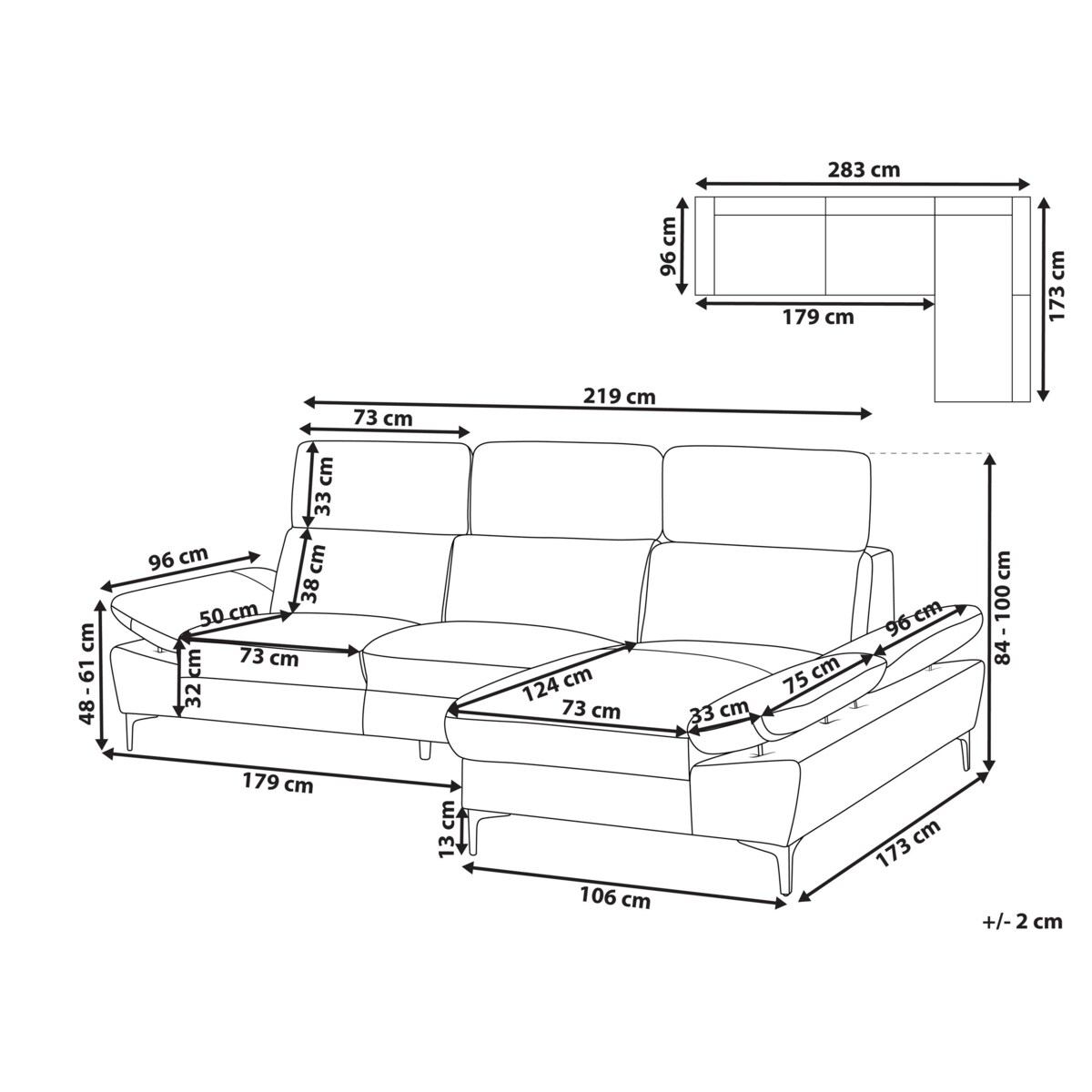 Narożnik FARILA Skóra naturalna Beżowoszary Regulowana dla 4 osób Lewostronny