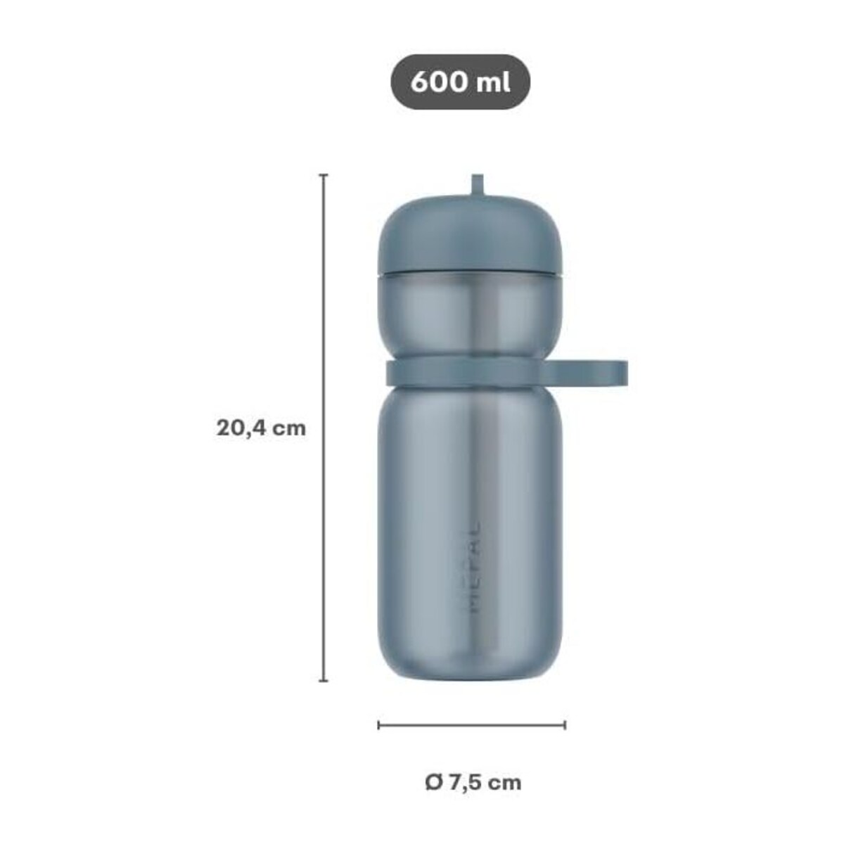 Bidon sportowy ze słomką Flip Active 600 ml Graphite Black 103003041800