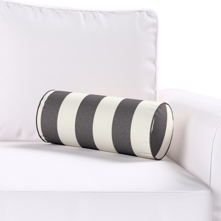 Poduszka wałek prosty, biało-grafitowe pionowe pasy (5,5cm), Ø16 x 40 cm, Quadro