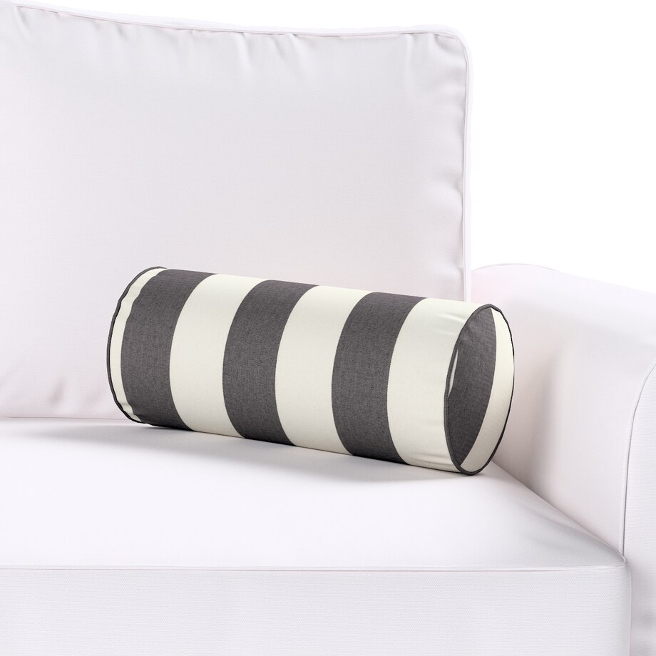 Poduszka wałek prosty, biało-grafitowe pionowe pasy (5,5cm), Ø16 x 40 cm, Quadro