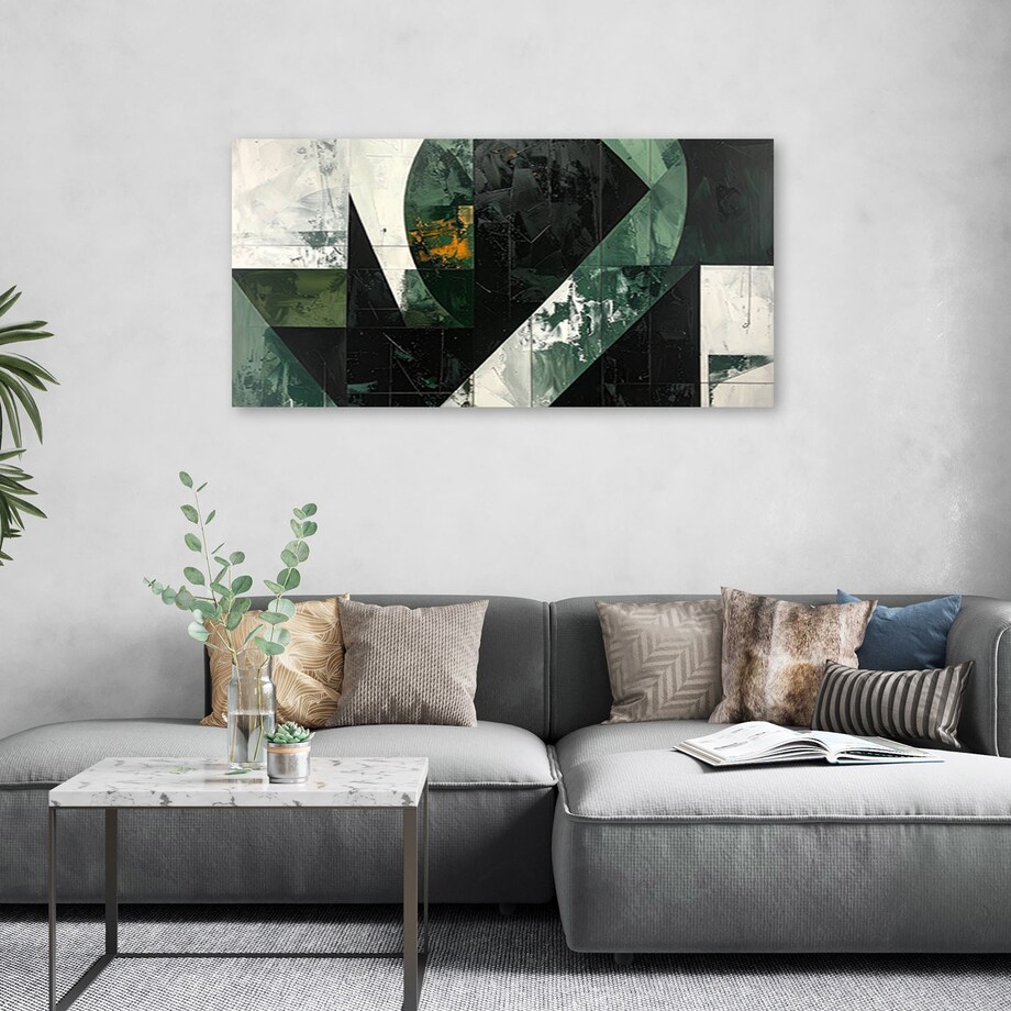 Obraz do salonu sypialni biura kuchni, Abstrakcja kształty zielony szary