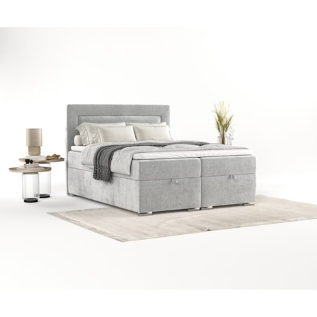 Łóżko kontynentalne LONTANO 180x200 z pojemnikiem, Jasny Szary, tkanina Lotta 06