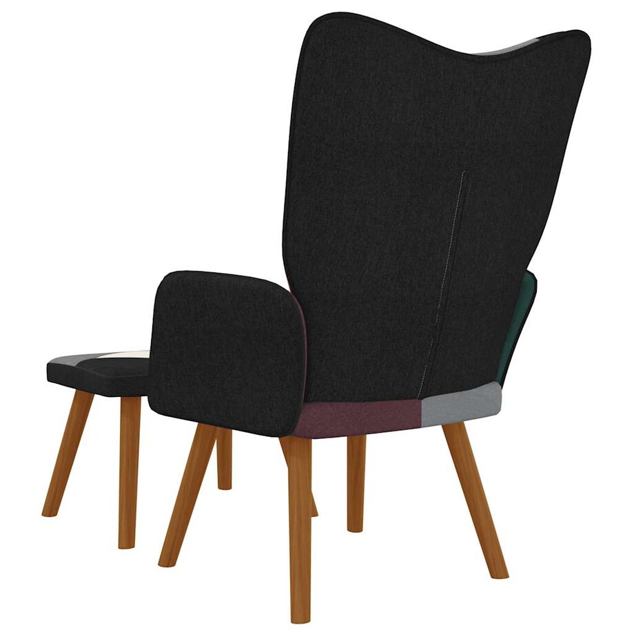 vidaXL Fotel z podnóżkiem, patchworkowy, obity tkaniną