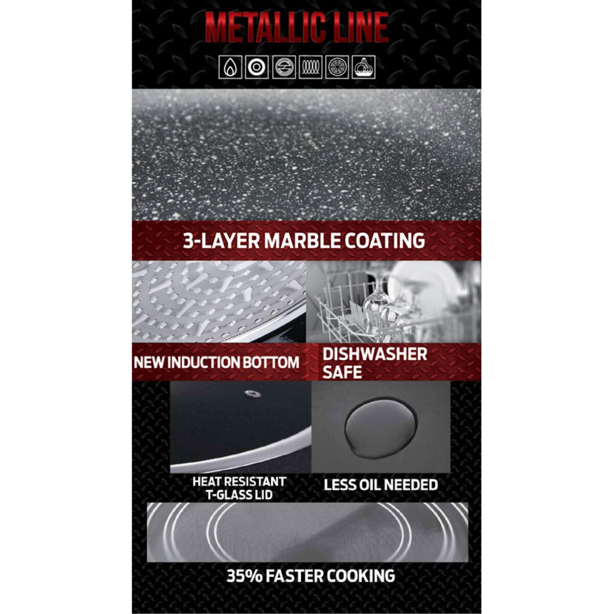 Patelnia Wok 28 cm marmurowa BerlingerHaus BH-1267