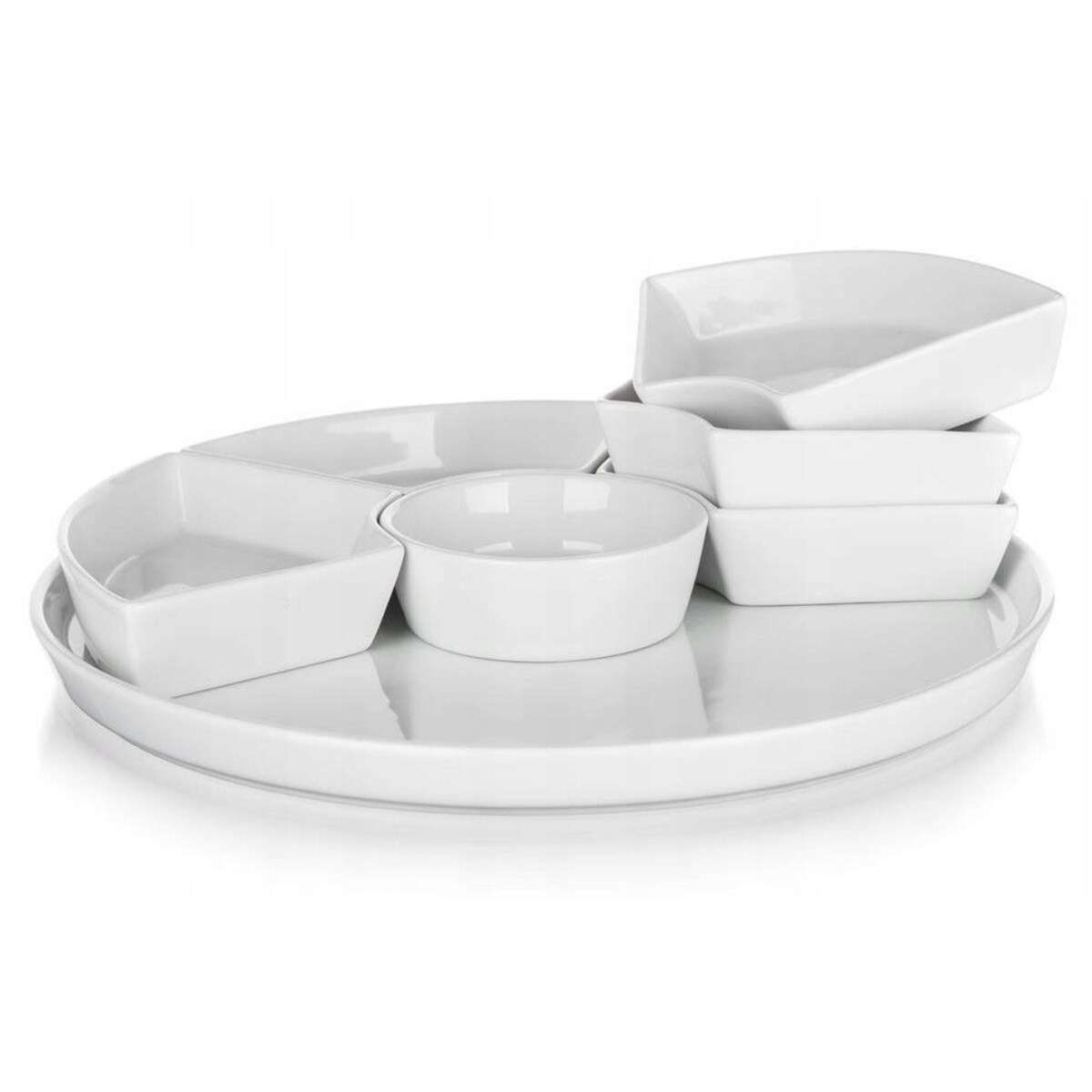 OKRĄGŁY TALERZ SALATERKA PATERA dzielona CERAMIKA biała na przekąski 26 cm