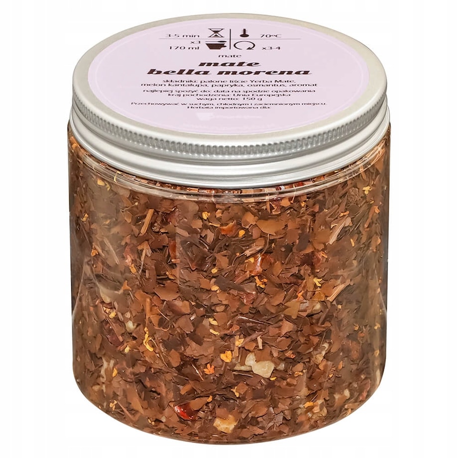 Herbata Yerba Mate BELLA MORENA smak słodkiego melona i pikantnej papryki - herbata liściasta sypana mieszanka napar susz - gotowa na prezent upominek