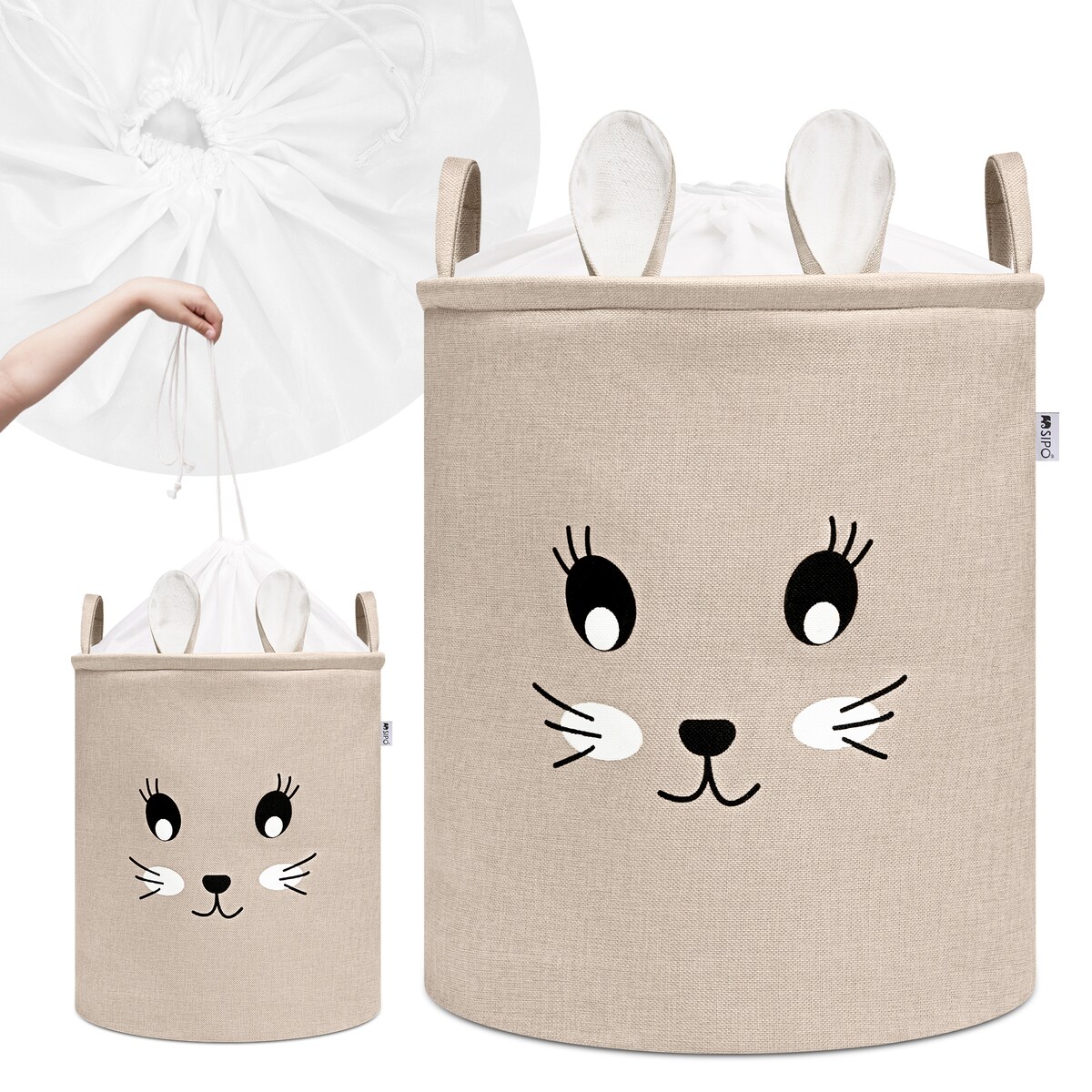 kosz na zabawki sipo, wersja premium, zamykany na ściągacz, królik, xxl