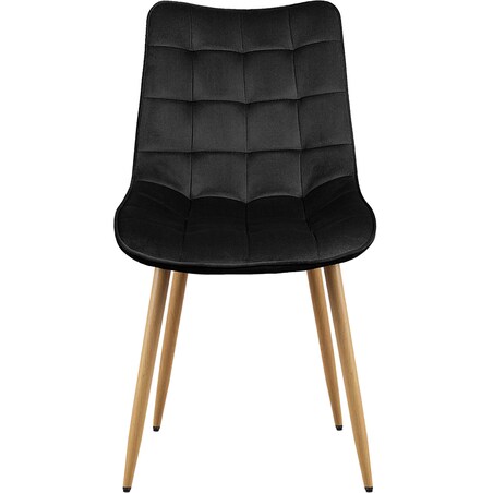 Krzesło tapicerowane do salonu jadalni pikowane welurowe czarne