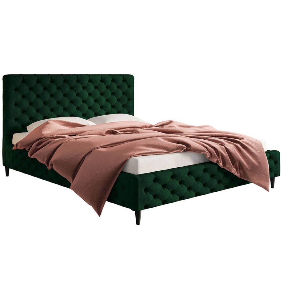 Łóżko jednoosobowe 120x200 LUXO 5 tapicerowane- butelkowa zieleń