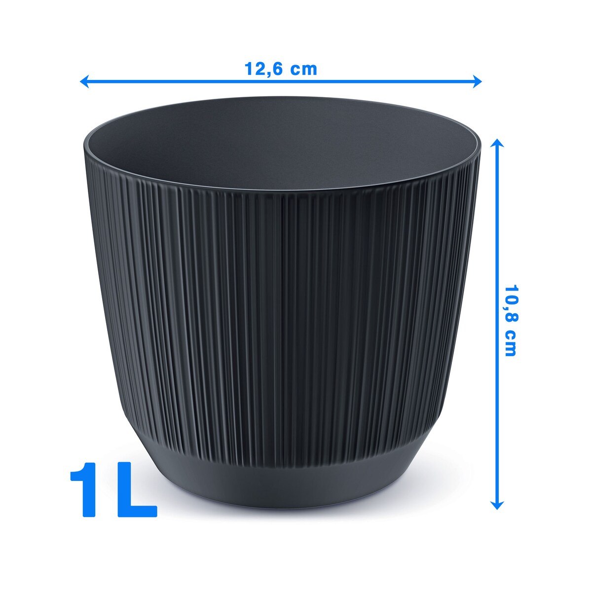 Doniczka Osłonka Domowa 12,6 Cm Ryfo Na Stół Parapet Do Domu Antracytowa