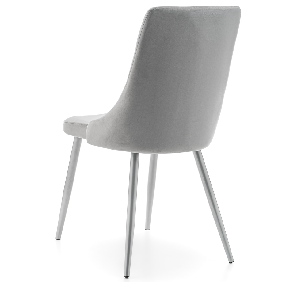 Krzesło tapicerowane welurowe do salonu jadalni UNO jasnoszare