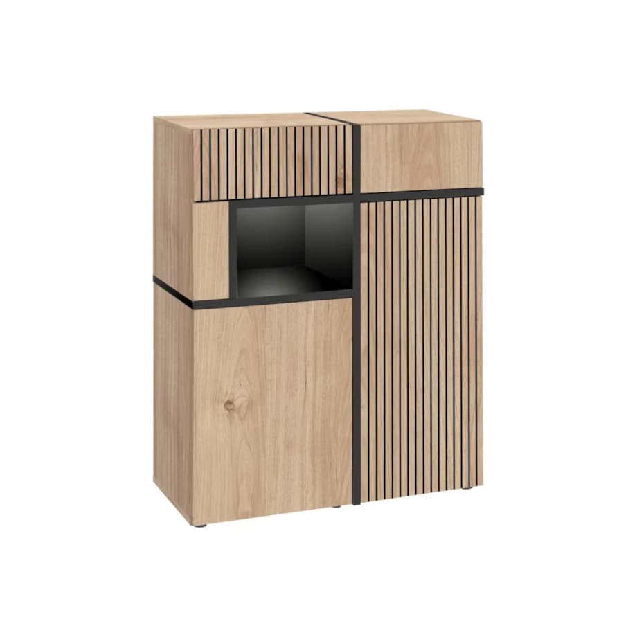 Witryna niska CROSS LED hickory jackson/czarna