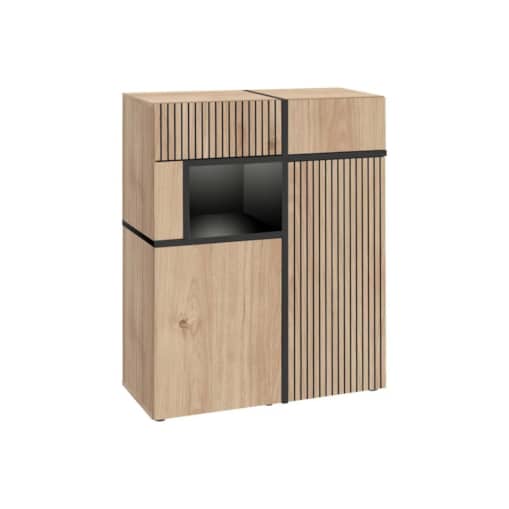 Witryna niska CROSS LED hickory jackson/czarna