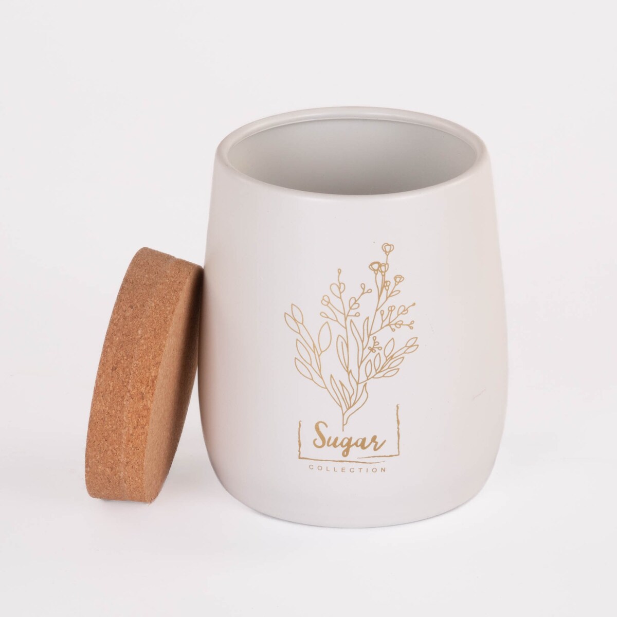 Pojemnik metalowy biały z korkową pokrywką 750 ml SUGAR