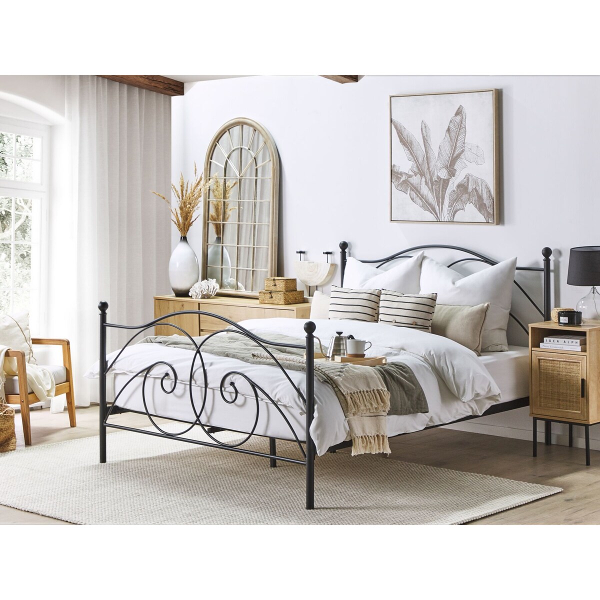 Łóżko metalowe 160 x 200 cm czarne DINARD