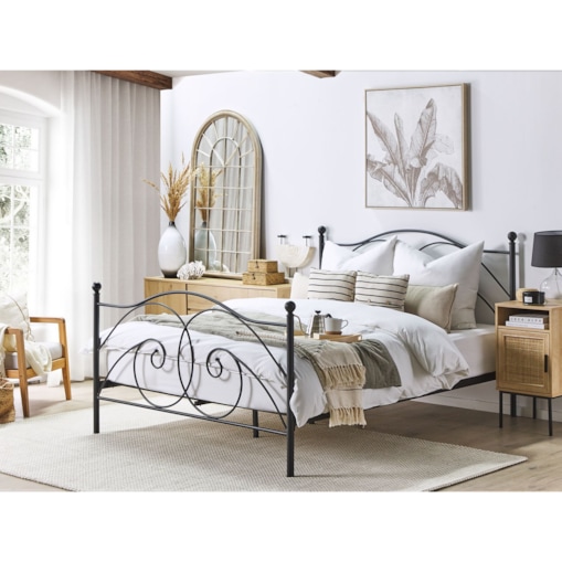 Łóżko metalowe 160 x 200 cm czarne DINARD