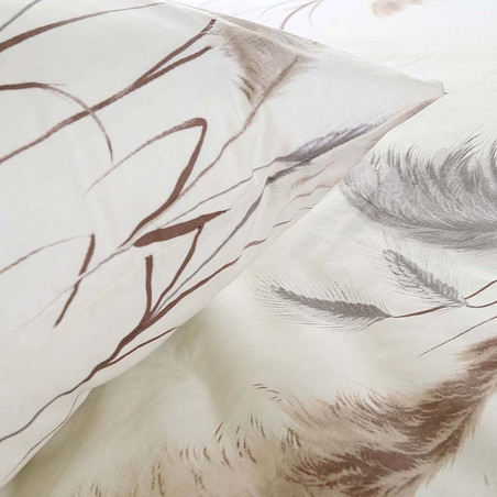 Pościel bawełniana 140x200 Pampas beżowa z delikatnym wzorem traw pampasowych, Cottonlove