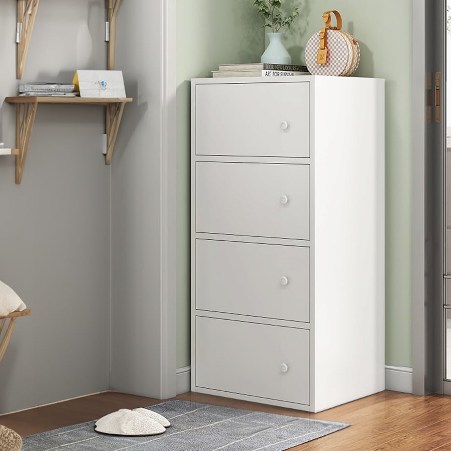 Nowoczesna pojemna komoda szafka duża biała skandynawski loft retro 4 półki