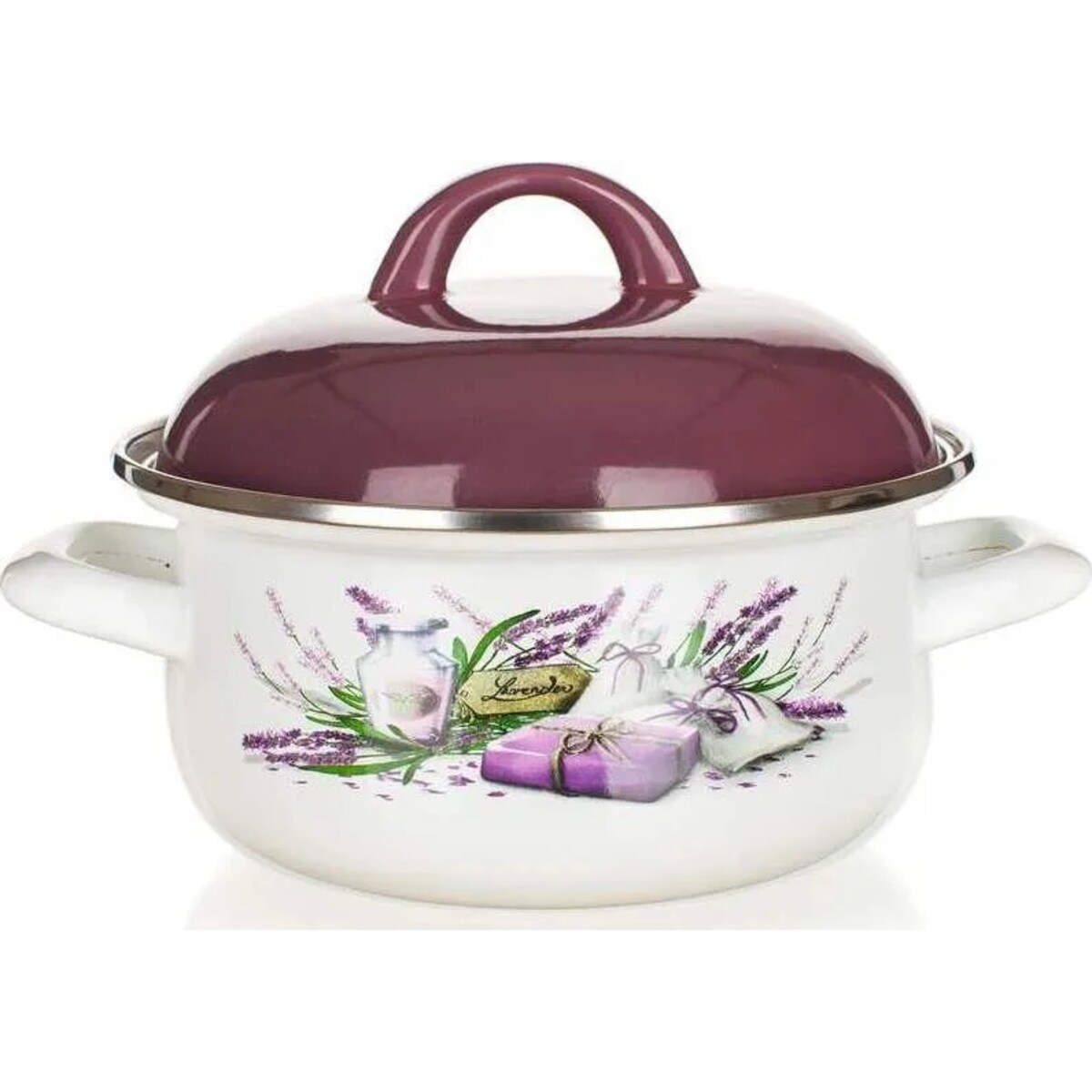 GARNEK EMALIOWANY lawenda 20cm do gotowania kuchenny 2,1L jedzenia obiadu