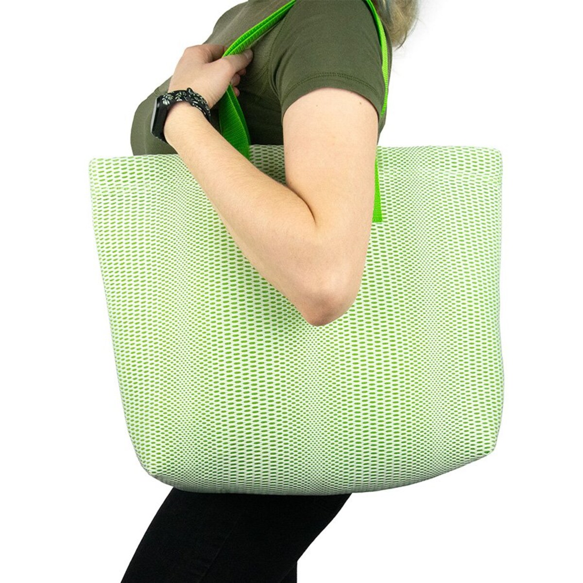 Torba plażowa zielona pionowe pasy 45×36 cm