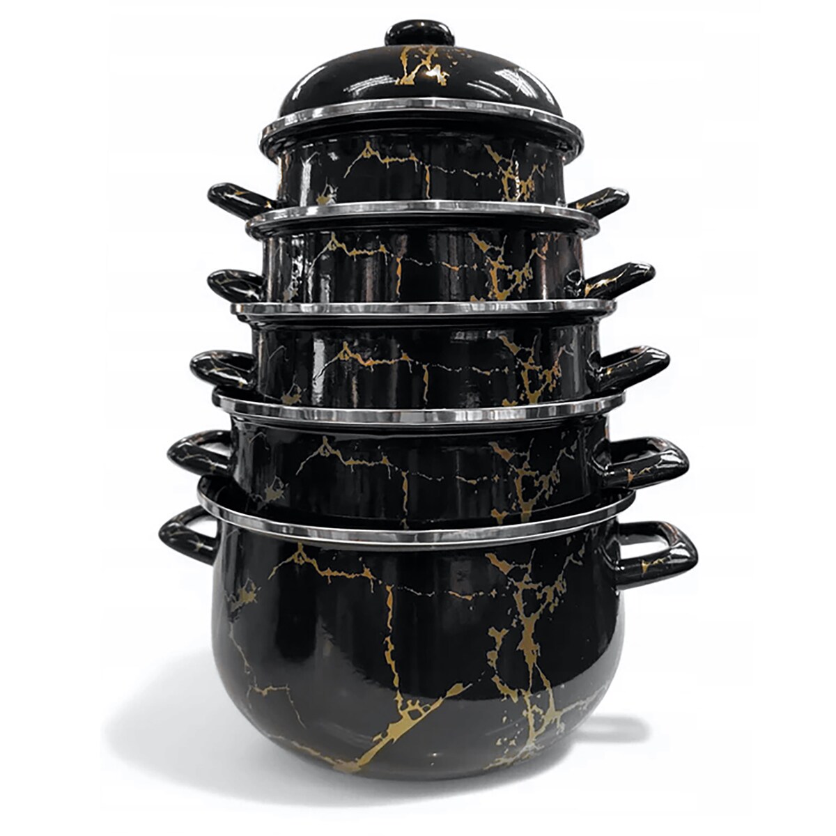 Zestaw 10-Częściowy Emaliowanych Garnków Do Gotowania Na Gaz I Indukcję