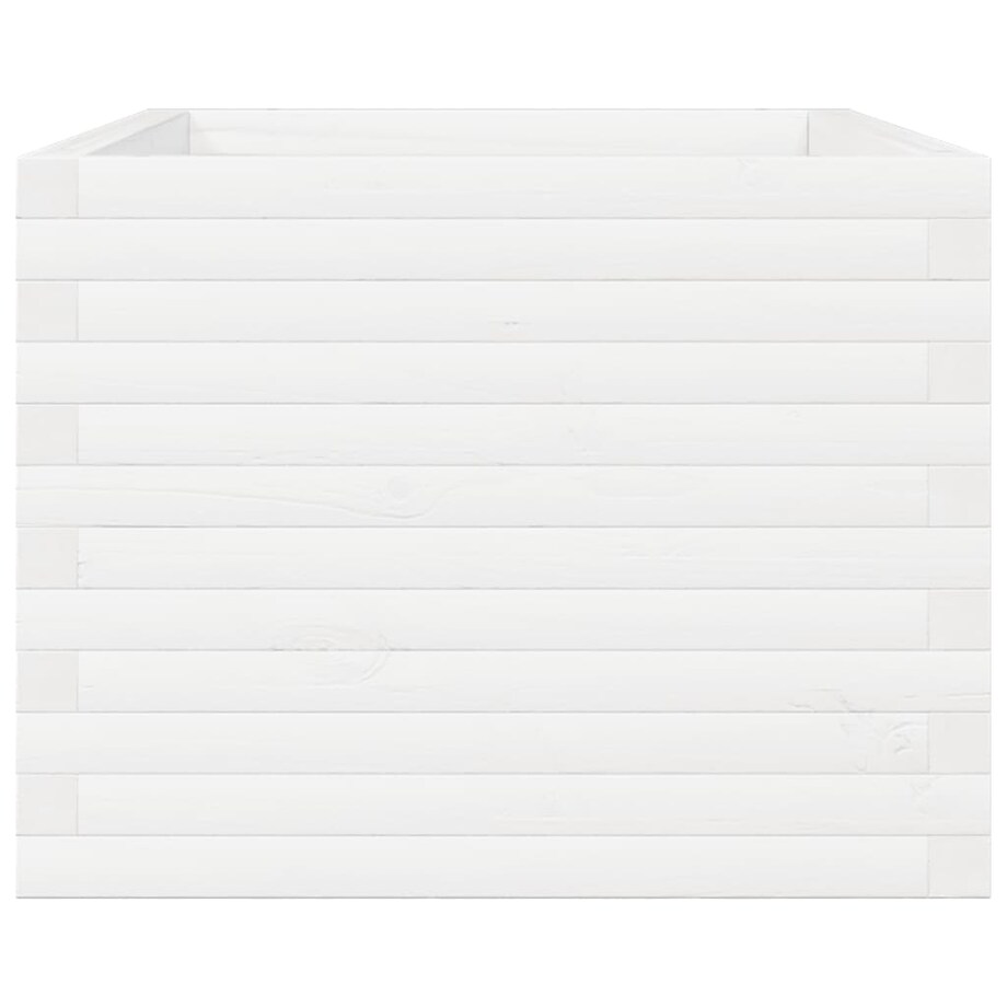 vidaXL Donica ogrodowa, biała, 110x60x49,5 cm, lite drewno sosnowe