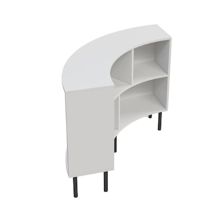 Nowoczesny narożny niski regał na książki Skandica HORN z czarnymi nogami / biały / szer. 100 cm