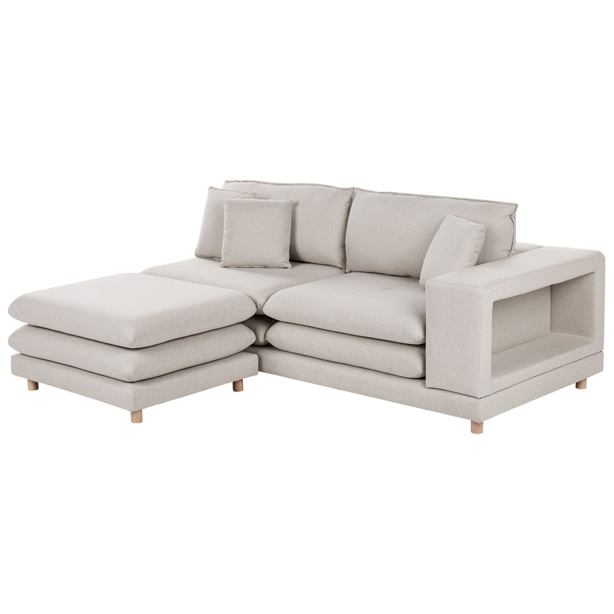 Sofa 2-osobowa z otomaną beżowa HEDEN