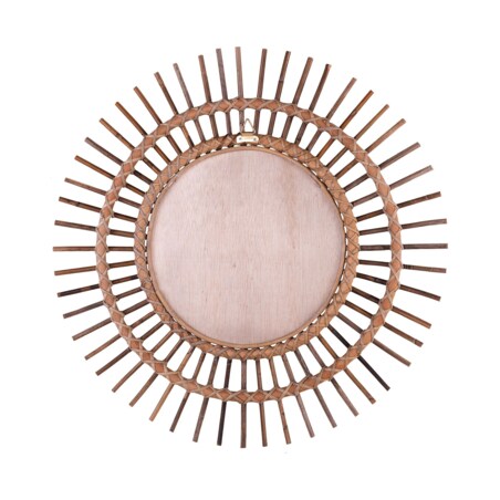 Rattanowe lustro ścienne słońce ø 76 cm brązowe STENEN