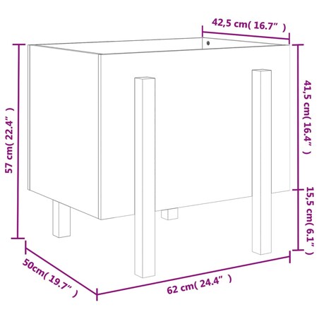 vidaXL Donica ogrodowa, biała, 62x50x57 cm, lite drewno sosnowe