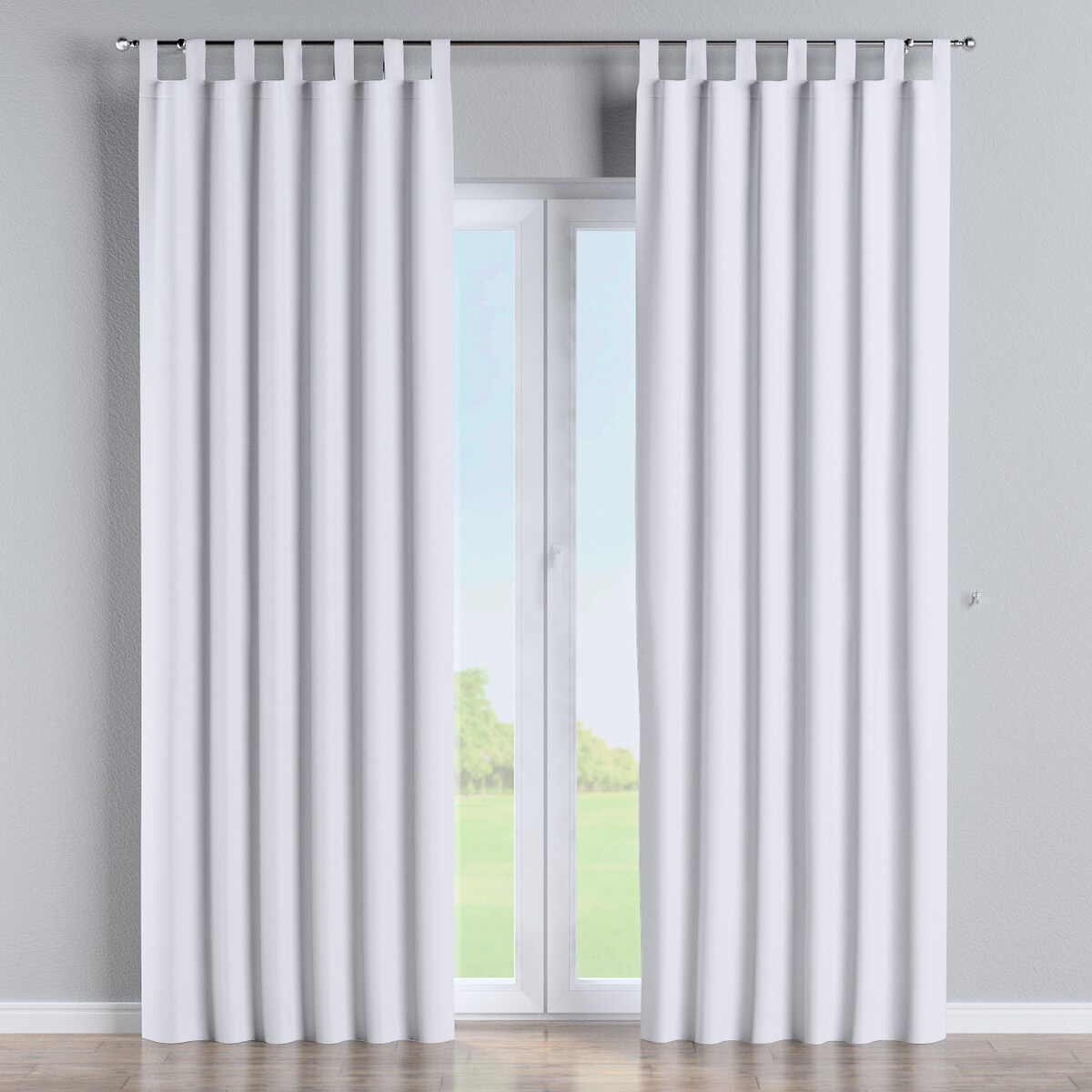 Zasłona na szelkach 1 szt. 130x245 stalowa biel