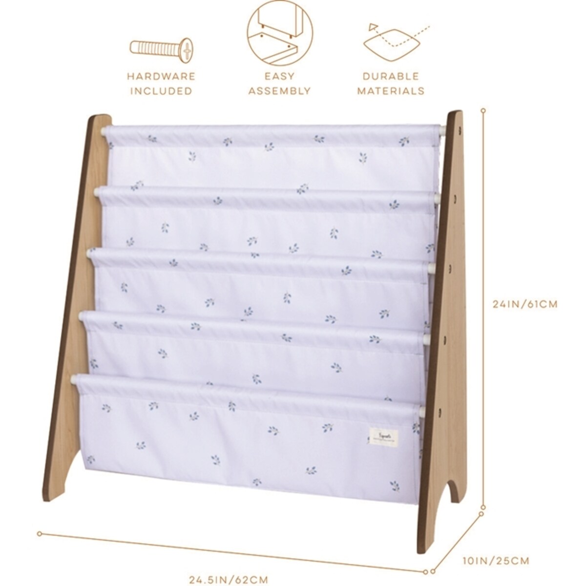 3 Sprouts Stojak na Książki Recycled Blueberry Mist