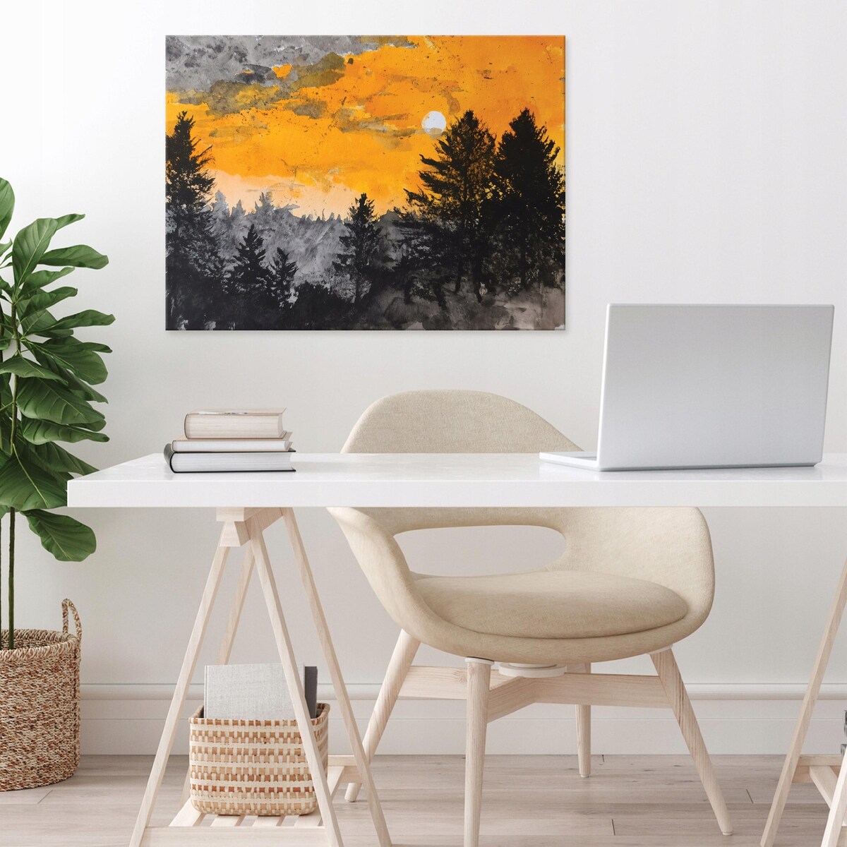 Obraz Do Sypialni Salonu Na Płótnie Las Natura Pomarańczowy 120x80