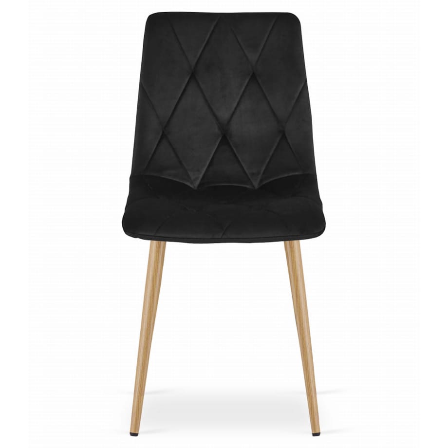 Krzesło Do Jadalni Kuchni Salonu Libra - Czarny Aksamit / Nogi Kolor Drewna X 4