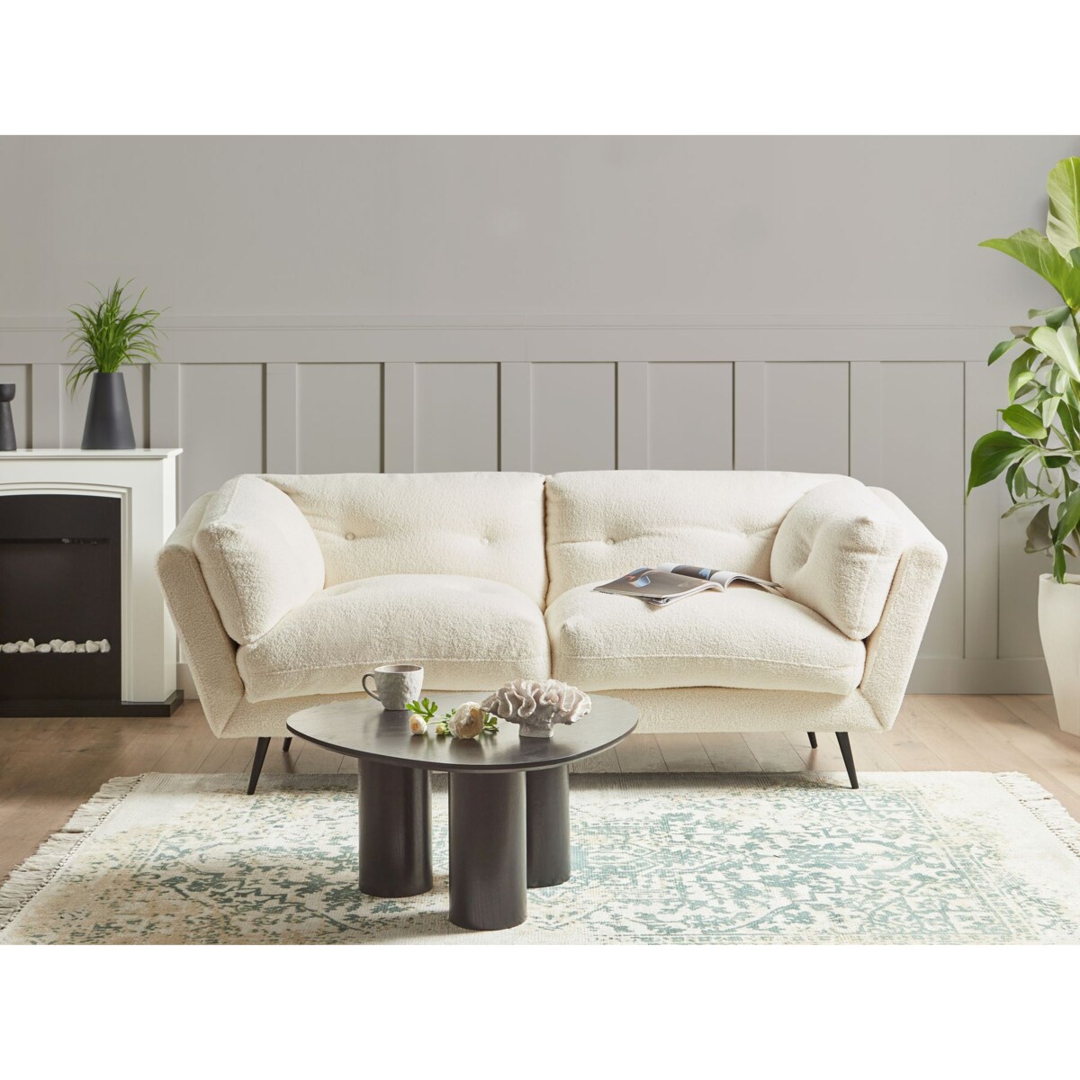 Sofa 3-osobowa boucle biała LENVIK