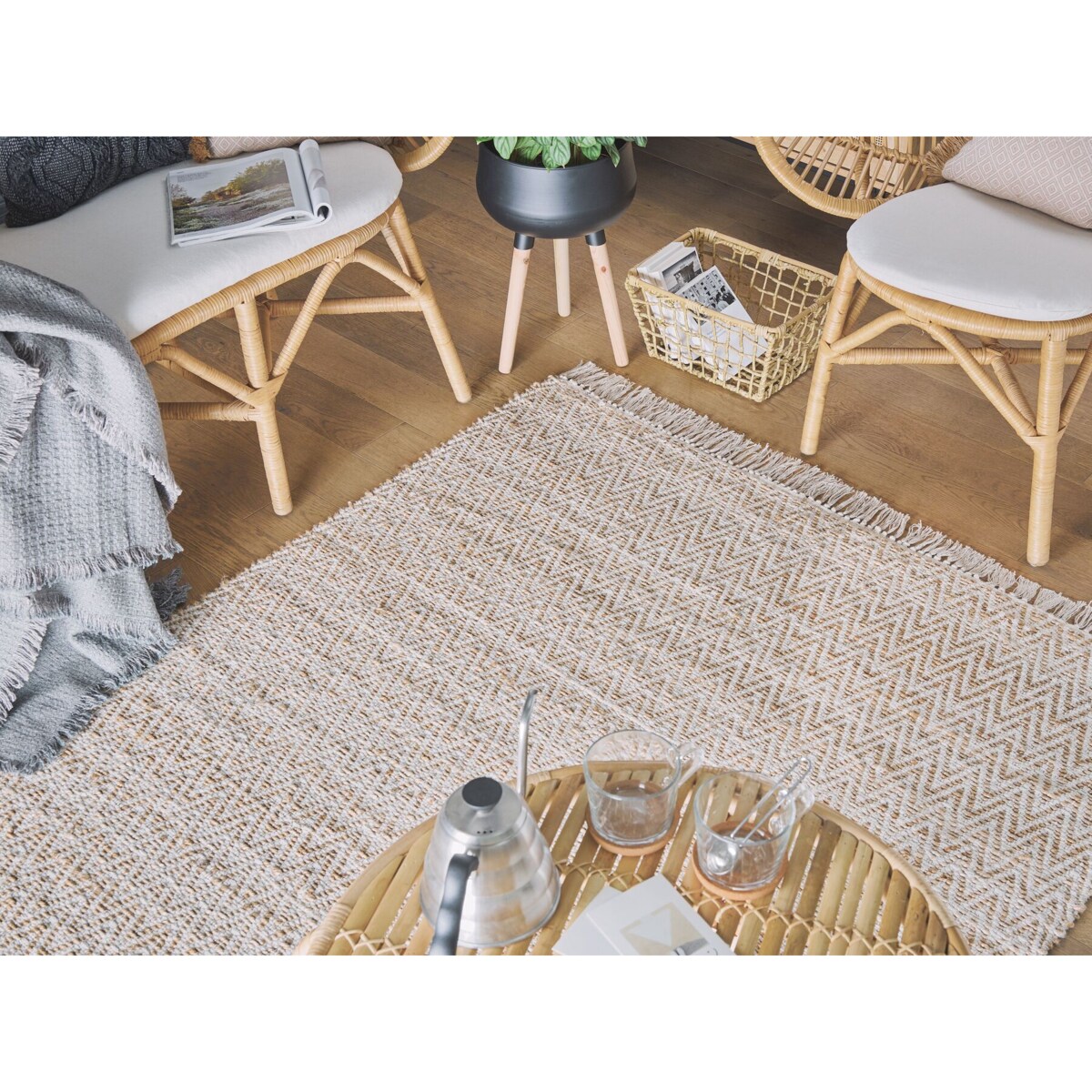 Dywan z juty 140 x 200 cm beżowy AFRIN