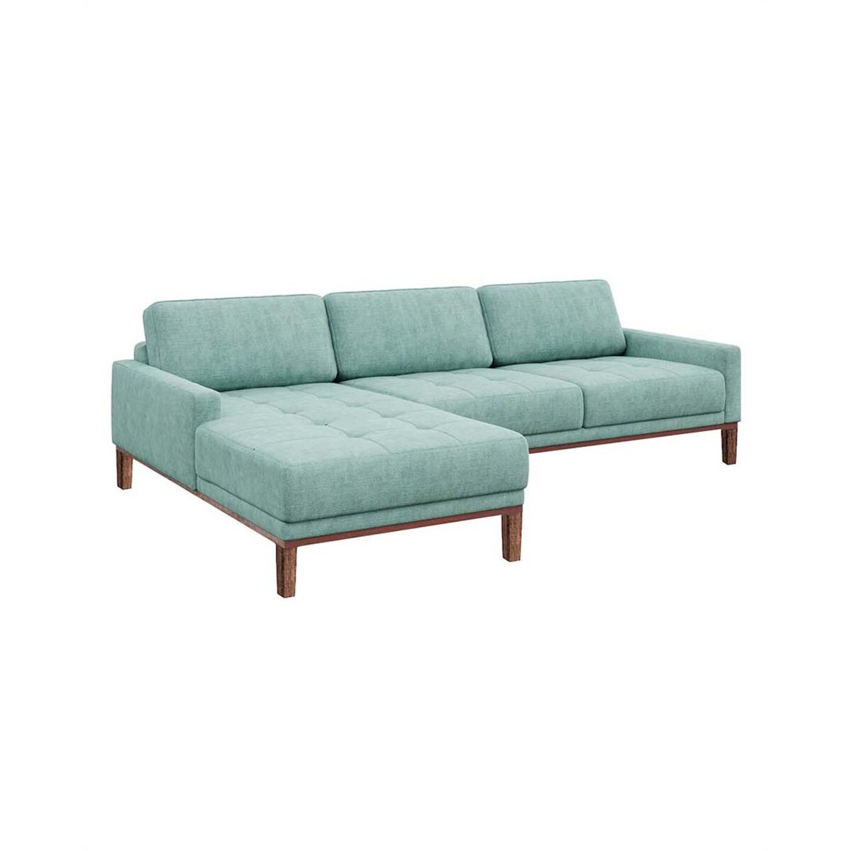 Sofa narożna Musso miętowa z pikowanym siedziskiem