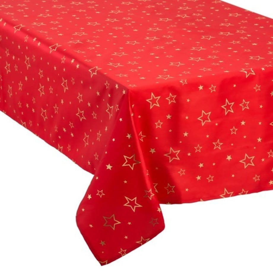 Obrus świąteczny, czerwony w złote gwiazdki, FESTOSO 240x140 cm