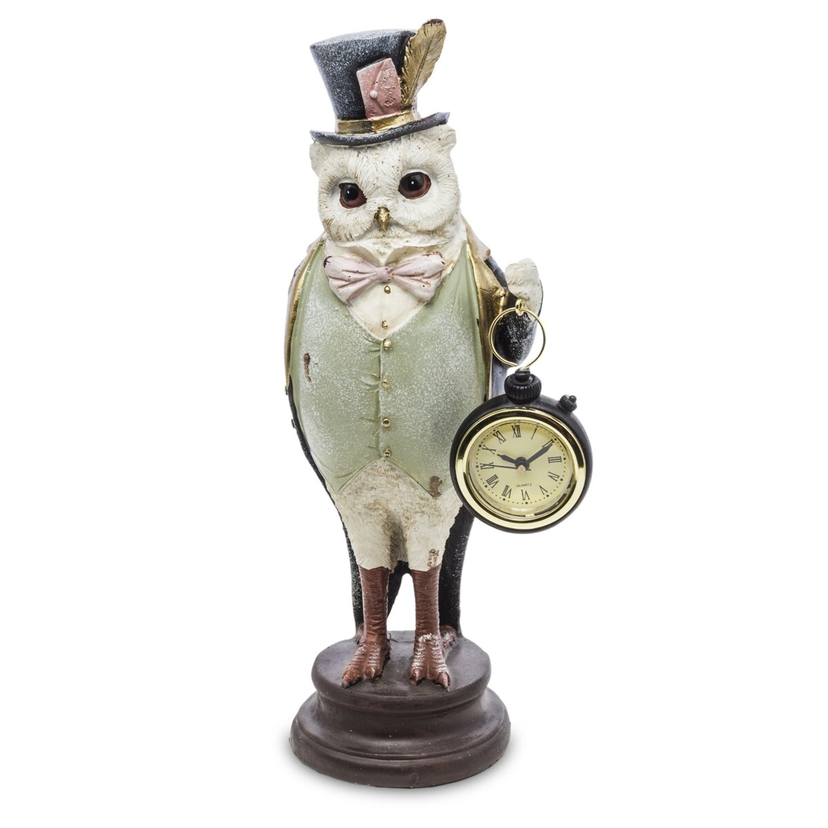 Dekoracja - figurka 29,5x12x9,5 cm SOWA-3 z zegarkiem