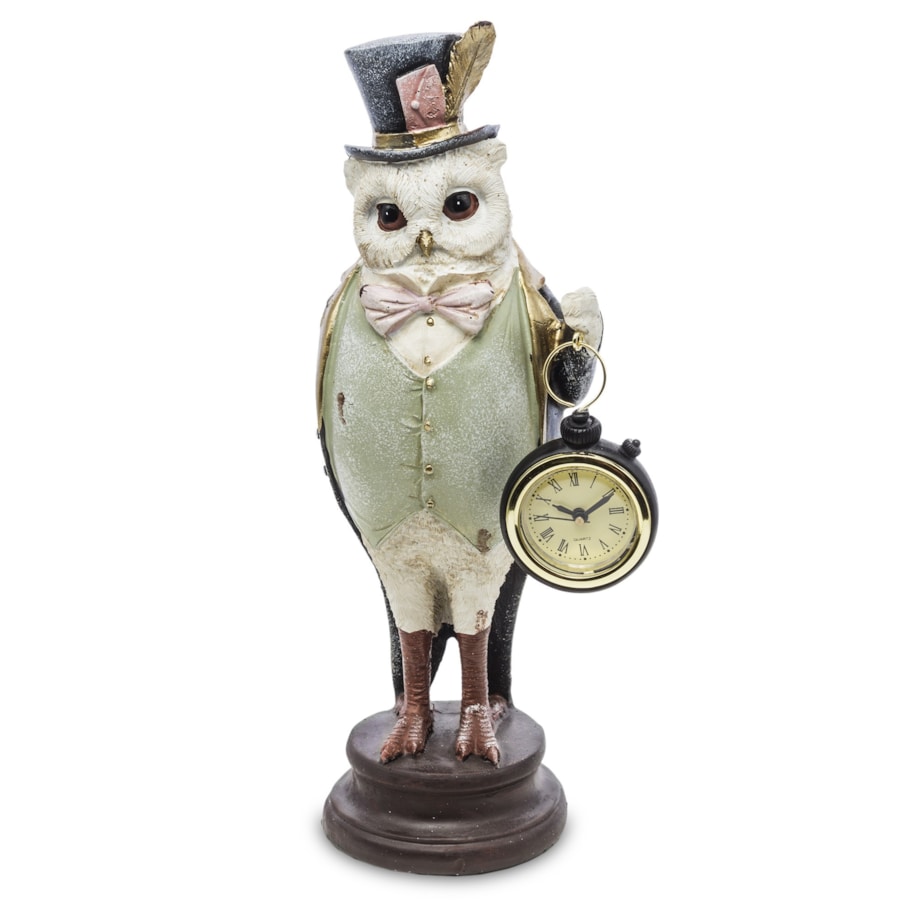 Dekoracja - figurka 29,5x12x9,5 cm SOWA-3 z zegarkiem